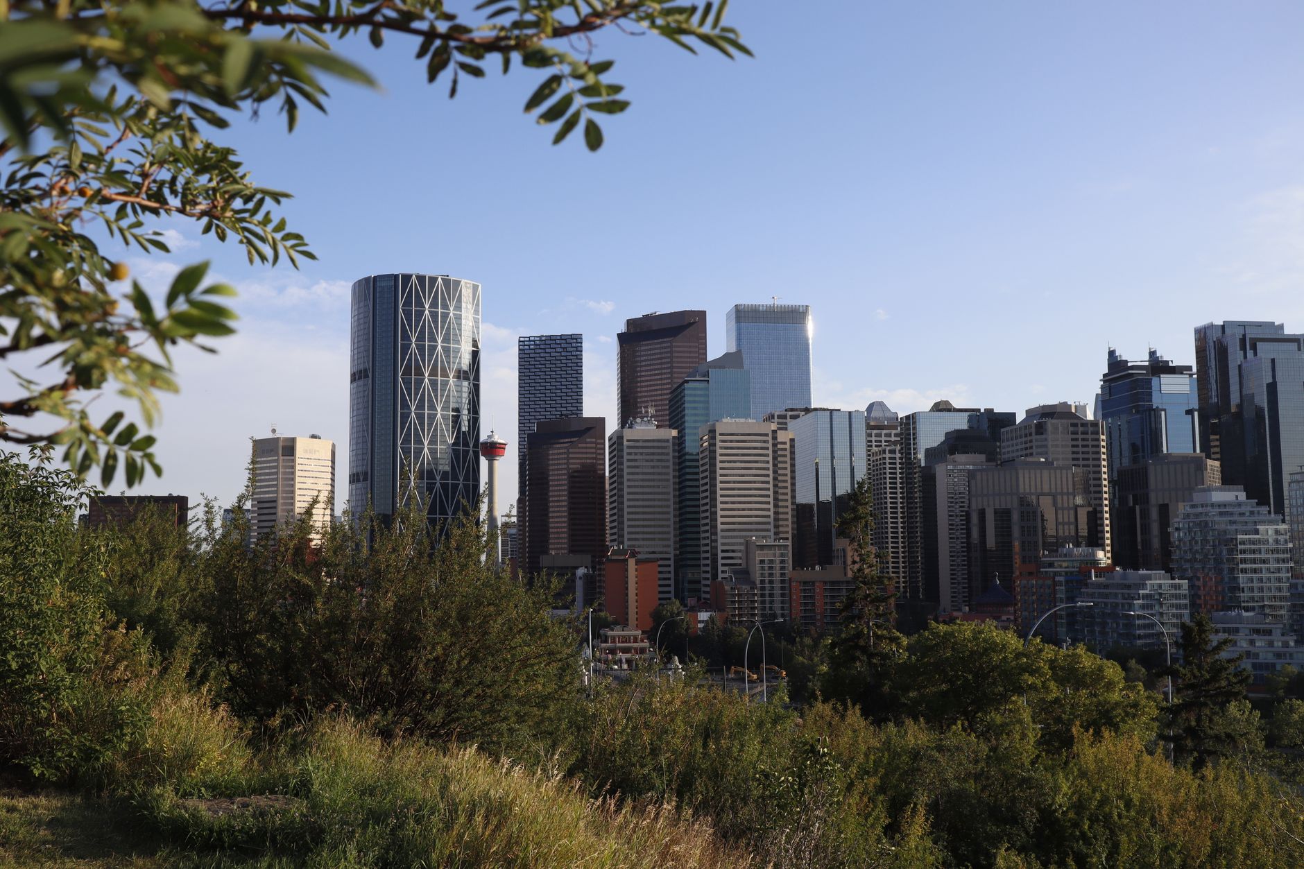 Downtown Calgary skyline with the Bow River in the foreground