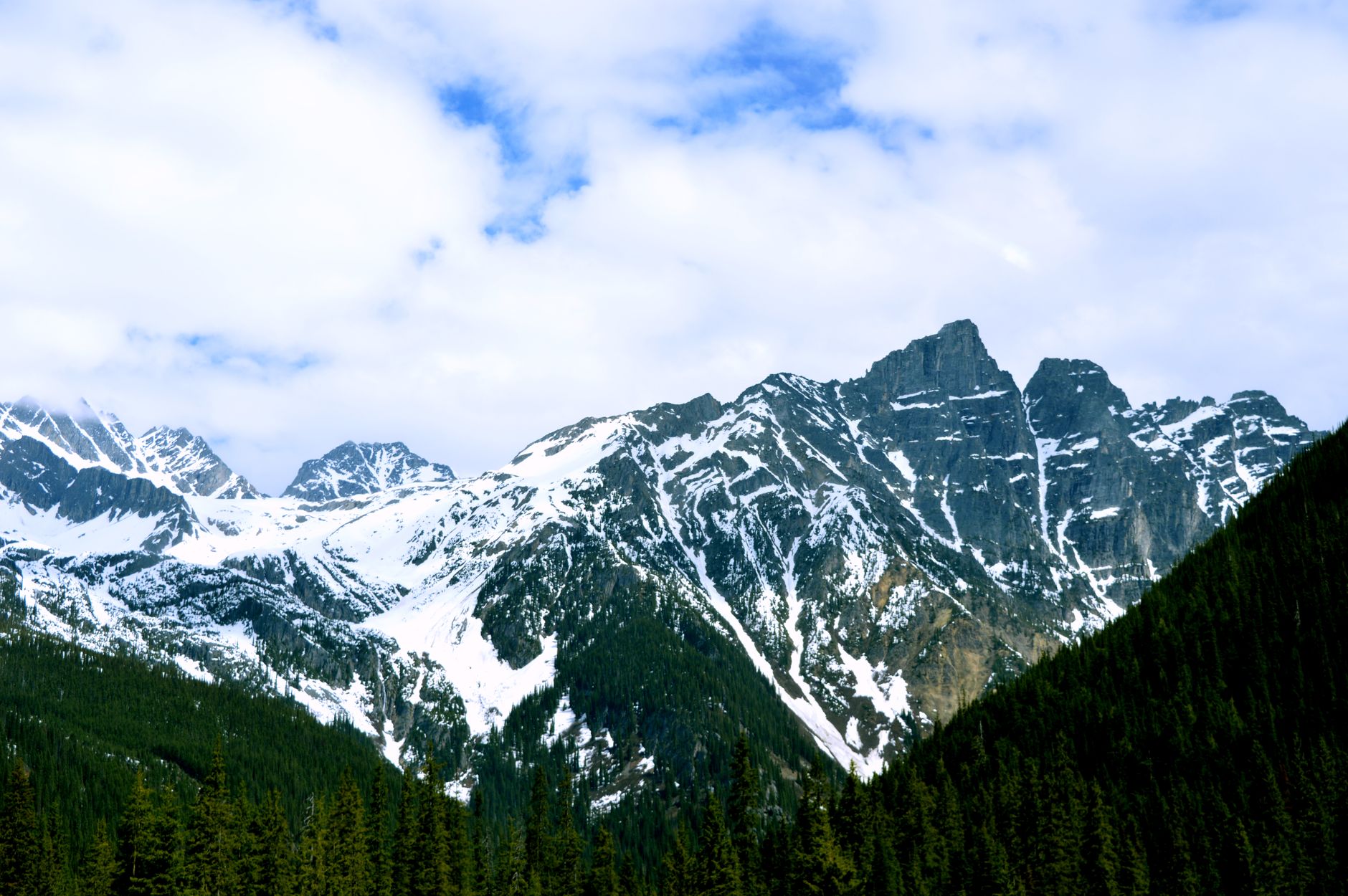 Snow-covered mountains in British Columbia