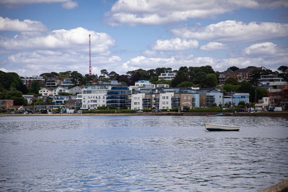 Modern waterside architecture on Poole Harbour, Dorset