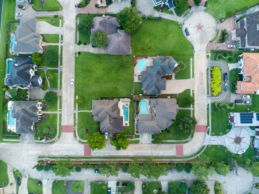 Suburban Texas neighborhood from above